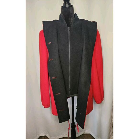 Authentic Mackintosh Vest Coat Wool Size 12 Vintage Made USA Hooded Red/Black - Picture 2 of 14